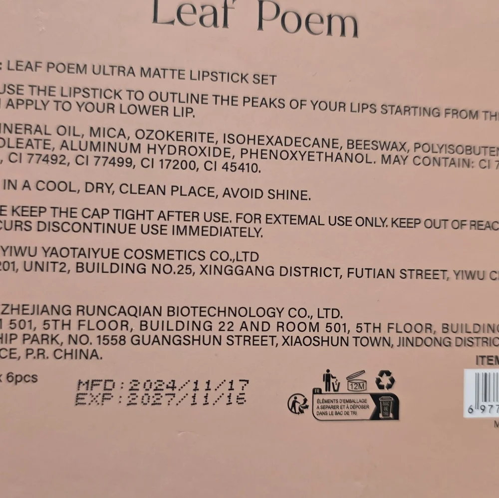 Leaf Poem Ultra Matte Lipstick Set